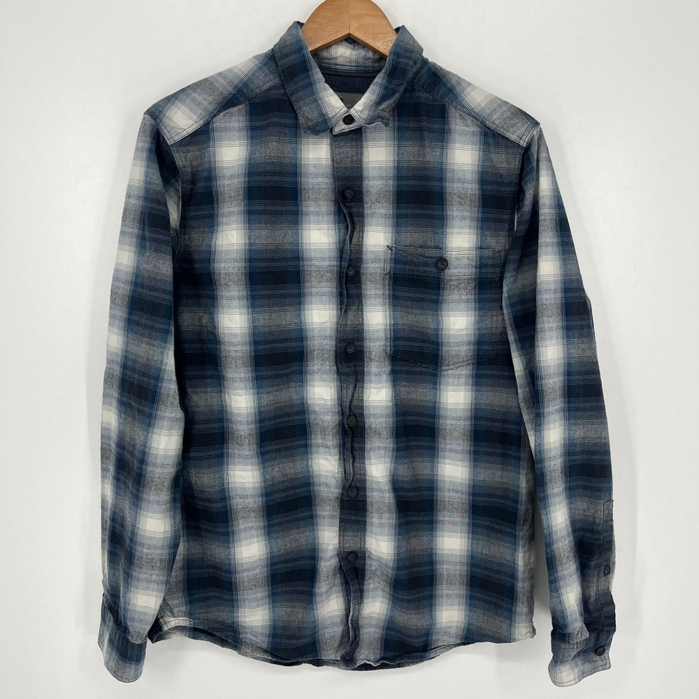 Royal Robbins Mens Blue Plaid Cotton Button Down Shirt Standard Fit Medium